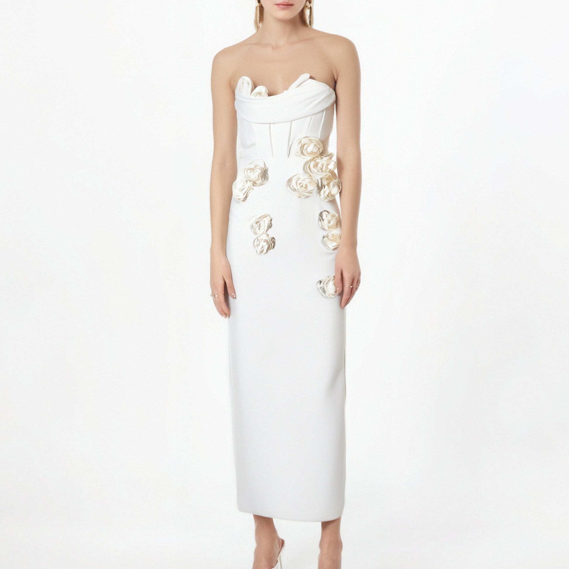 Vestido rosas abertura