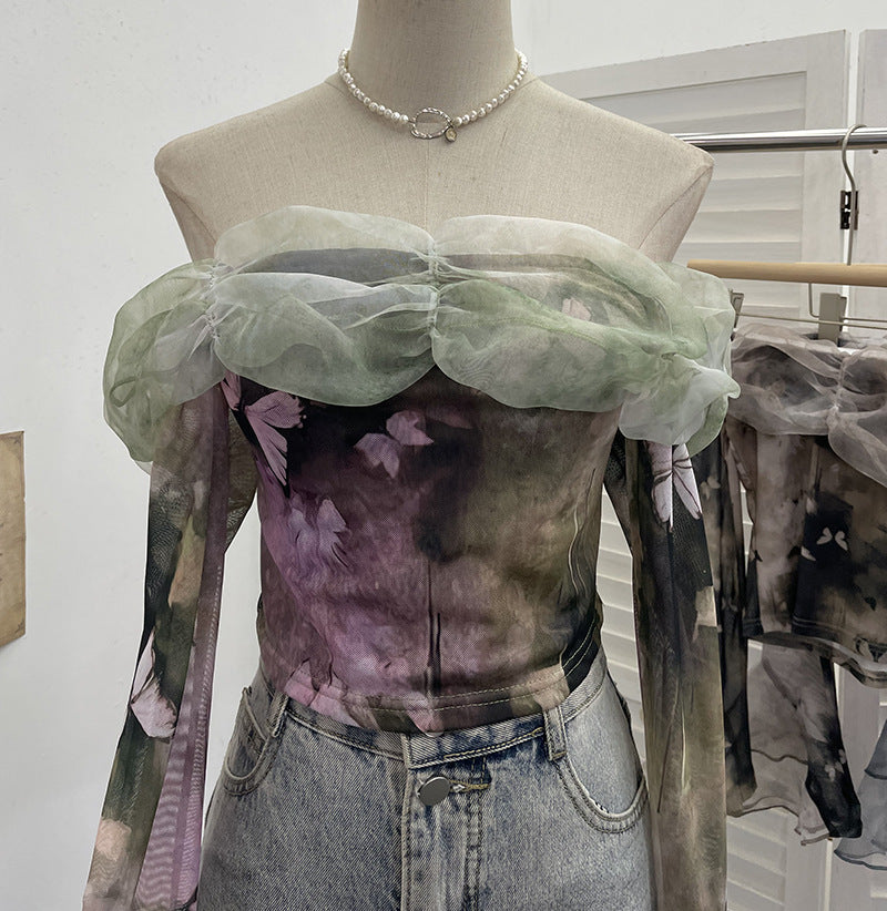 Camiseta off-shoulder muselina