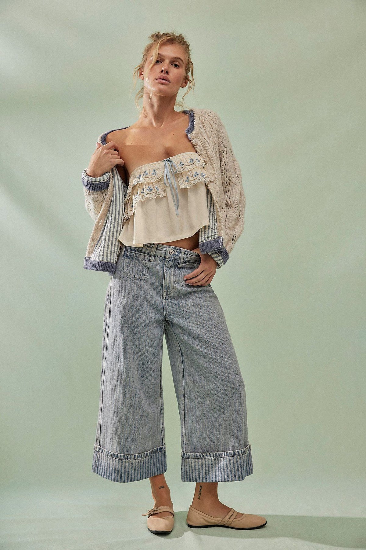 JEANS WIDE LEG RAYAS