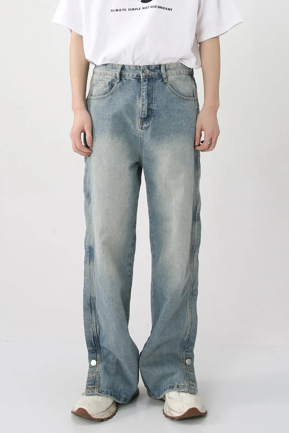 Jeans baggy botón