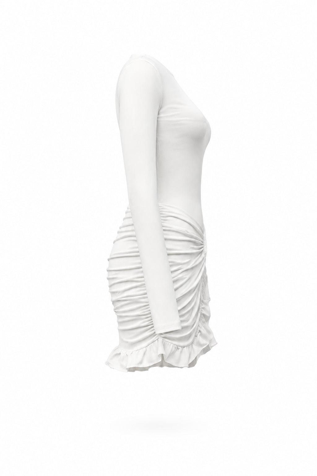 VESTIDO MINI DRAPEADO VOLANTES
