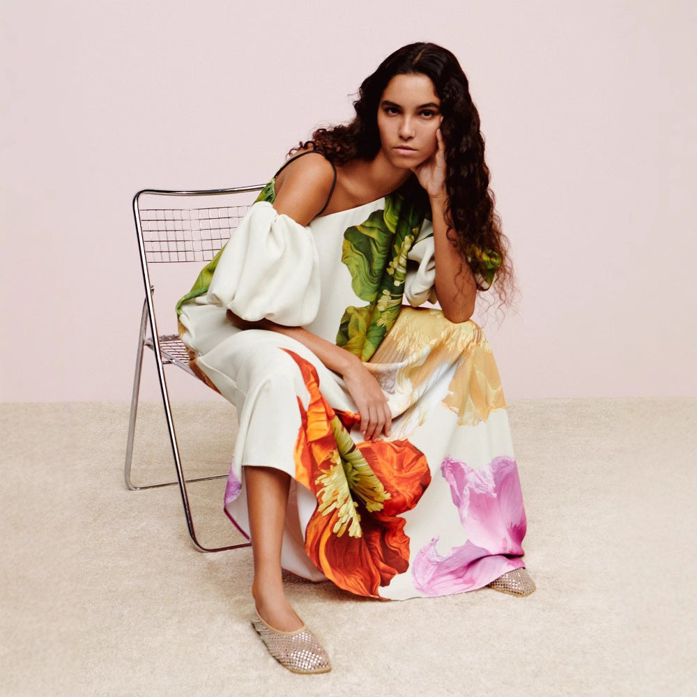 Vestido maxi off-shoulder