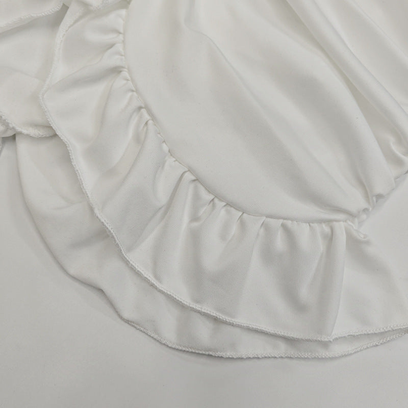 VESTIDO MINI DRAPEADO VOLANTES
