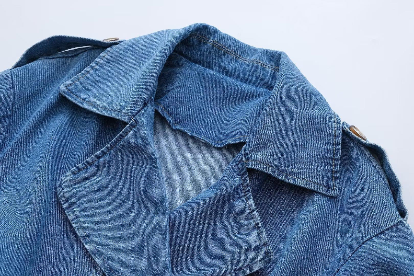 Gabardina denim cruzada