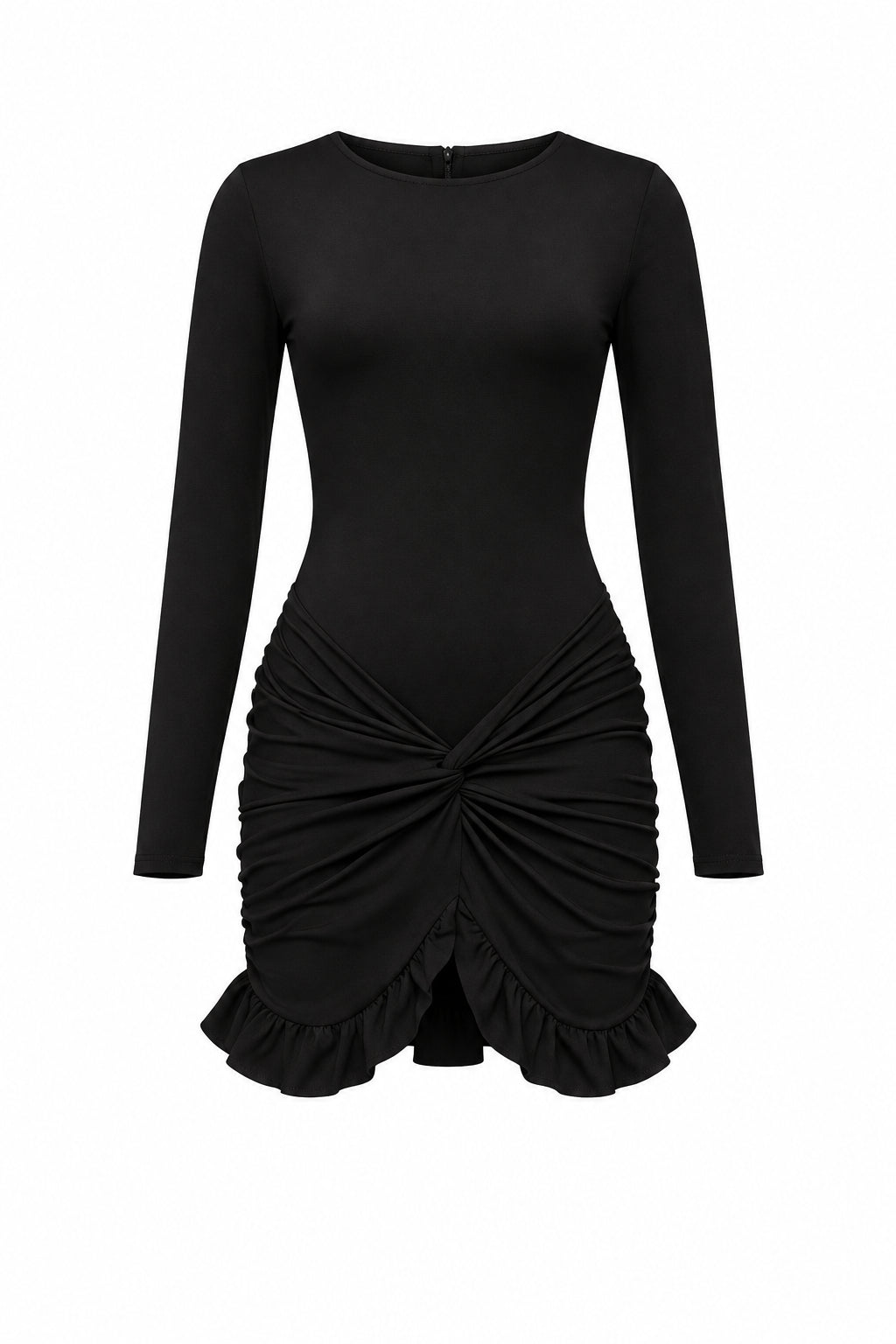 VESTIDO MINI DRAPEADO VOLANTES
