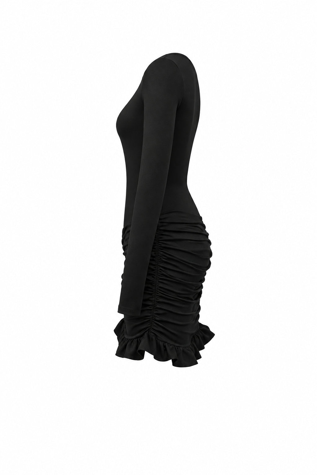 VESTIDO MINI DRAPEADO VOLANTES