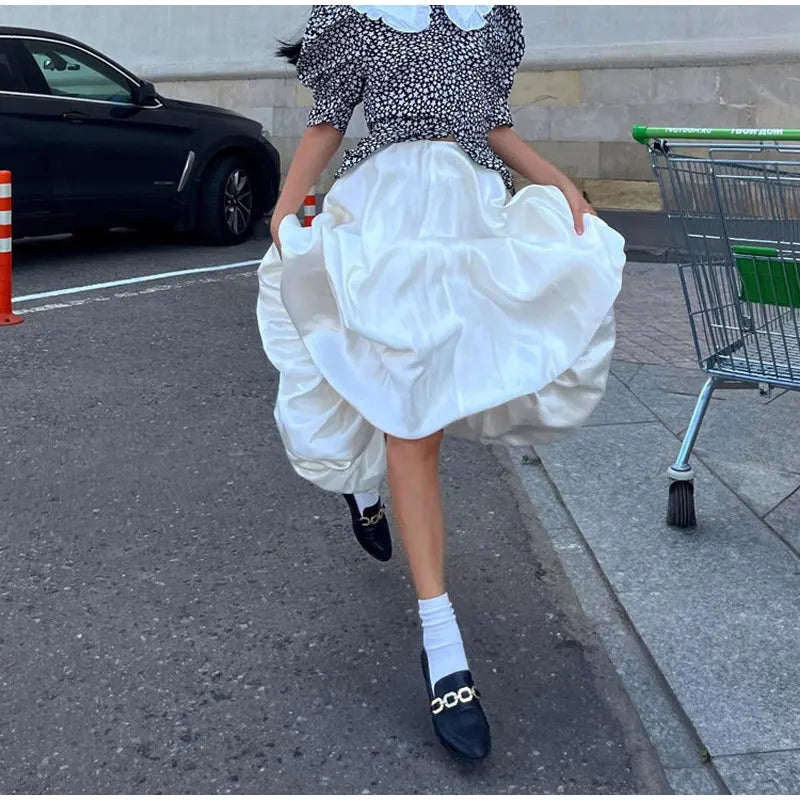 Falda maxi abullonada