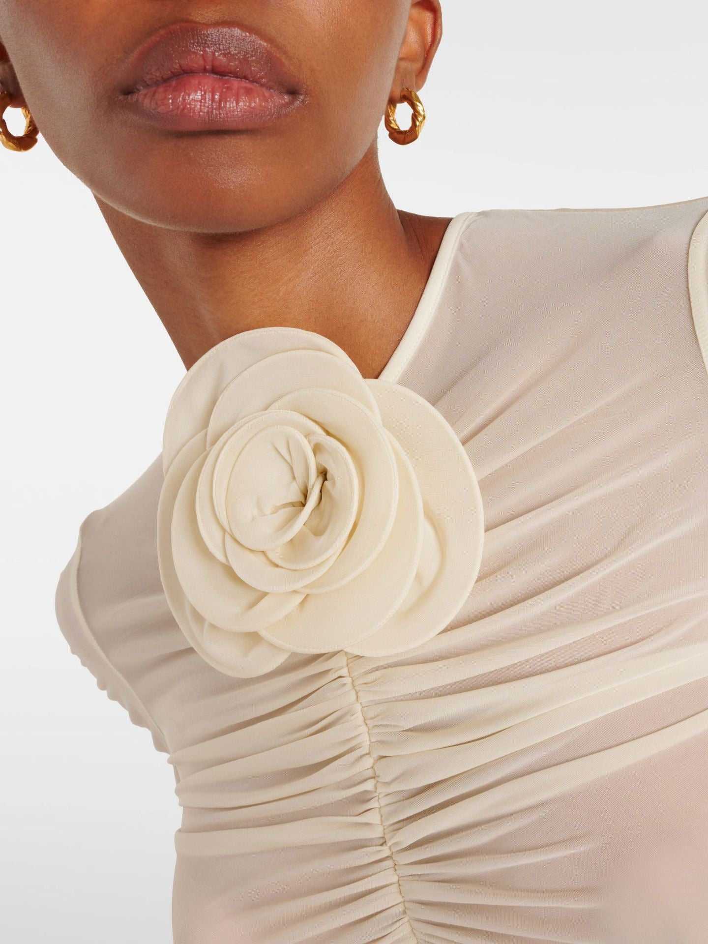 Vestido midi frunces