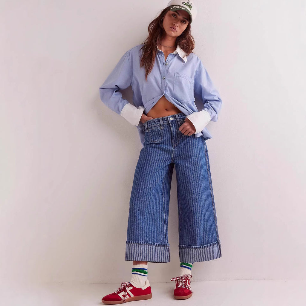 JEANS WIDE LEG RAYAS