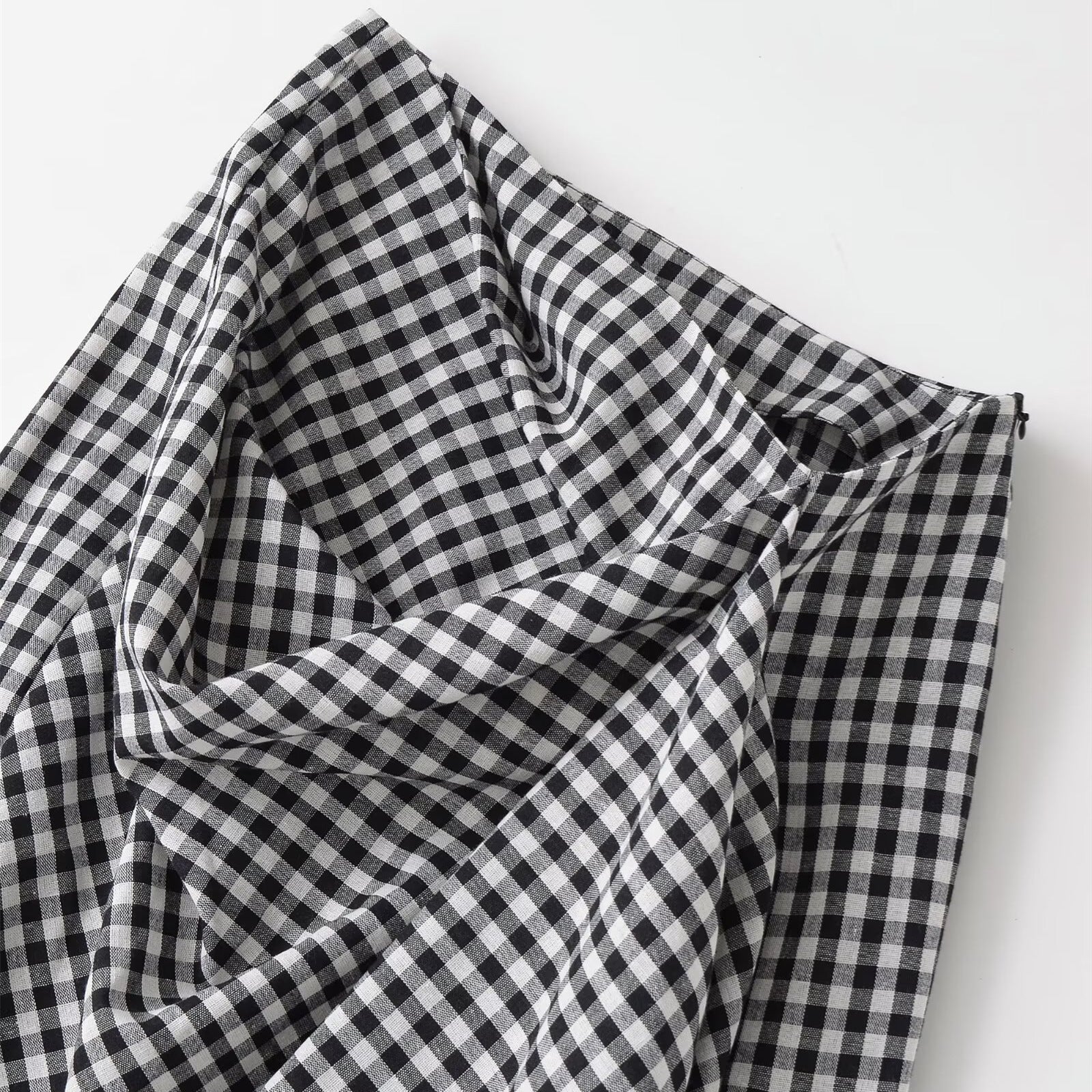 Falda vichy drapeada