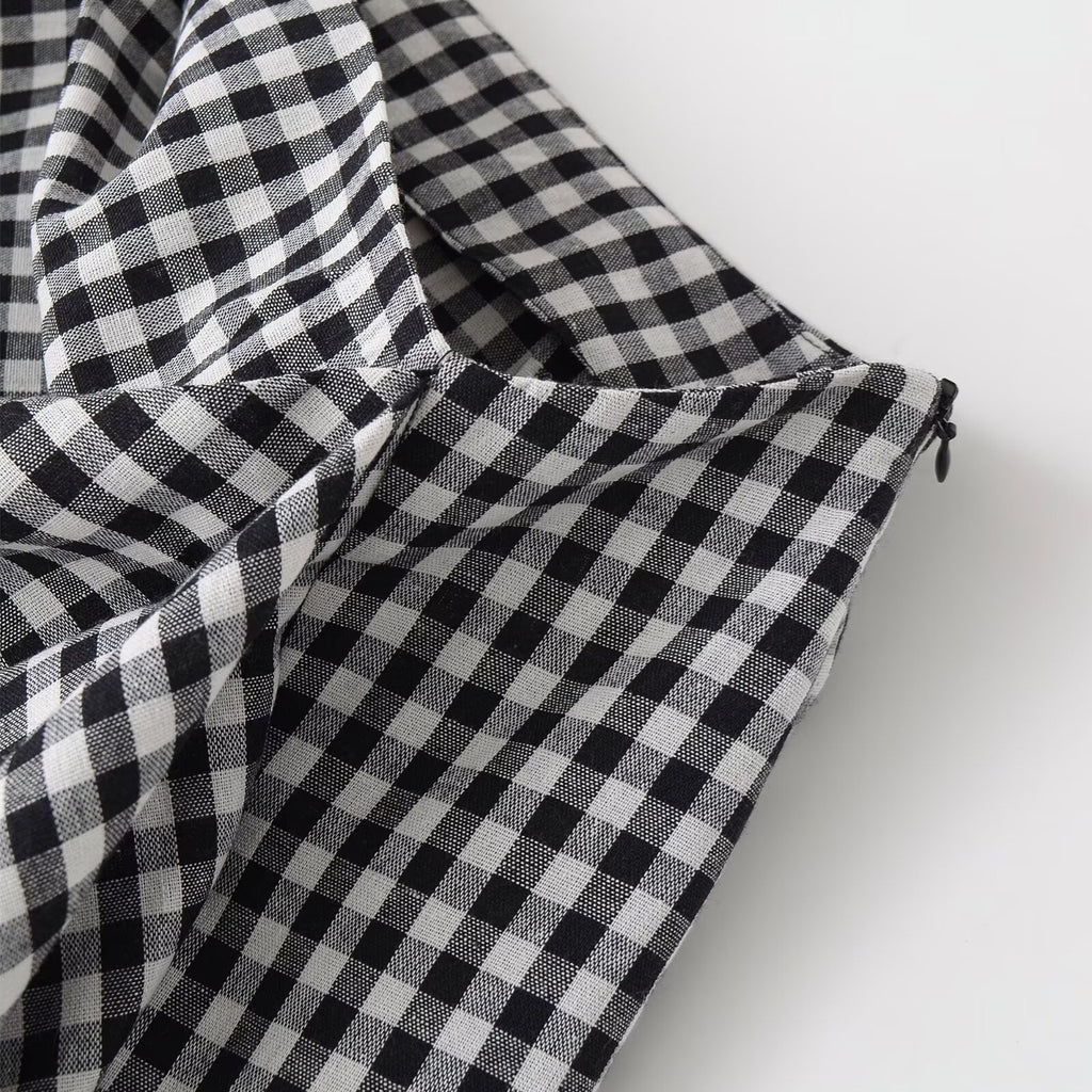 Falda vichy drapeada