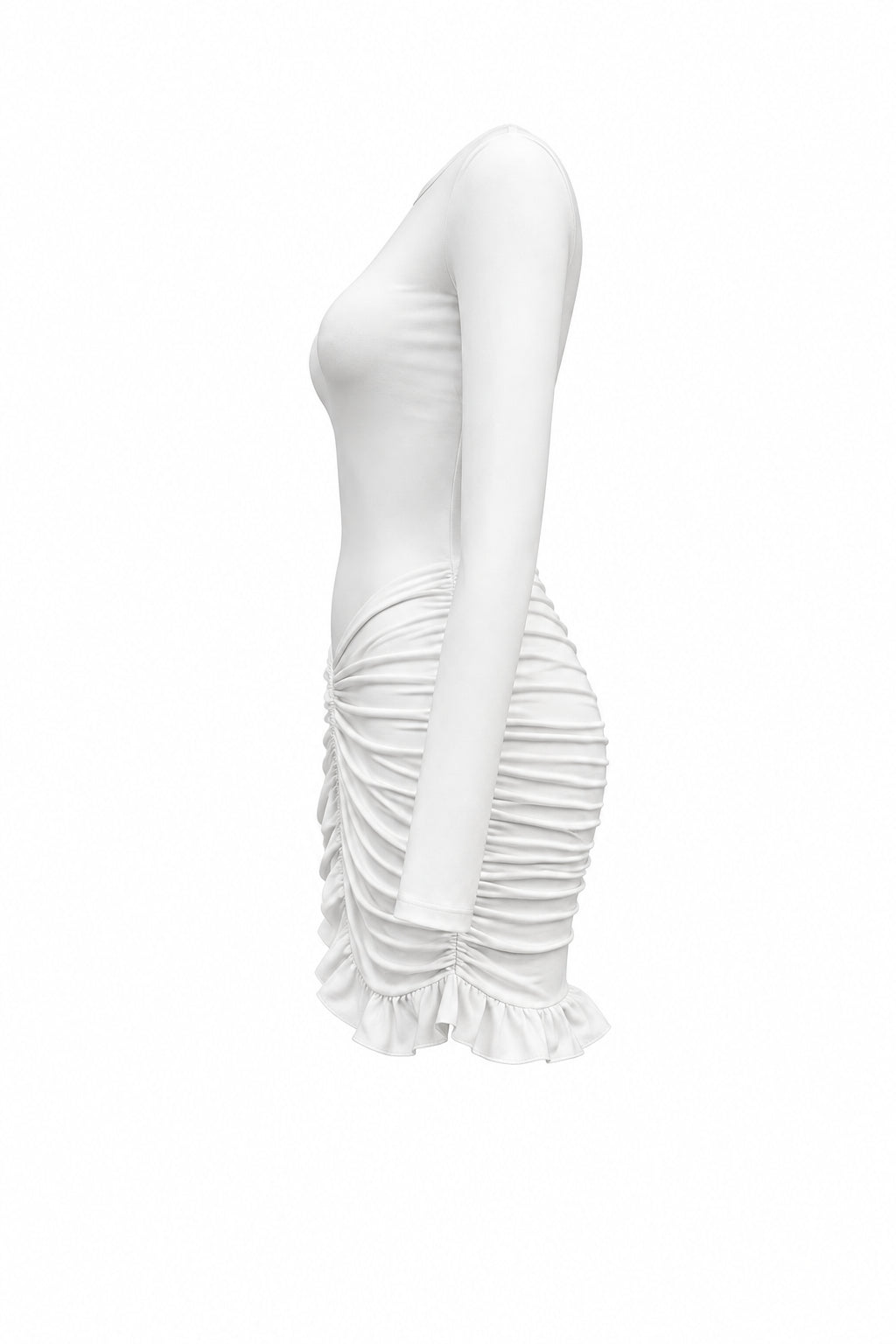 VESTIDO MINI DRAPEADO VOLANTES