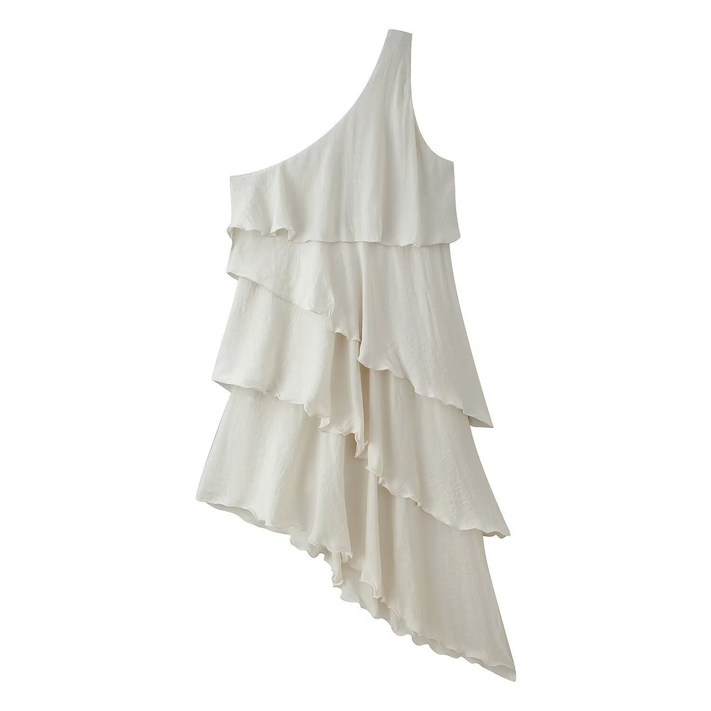 Vestido asimétrico volantes