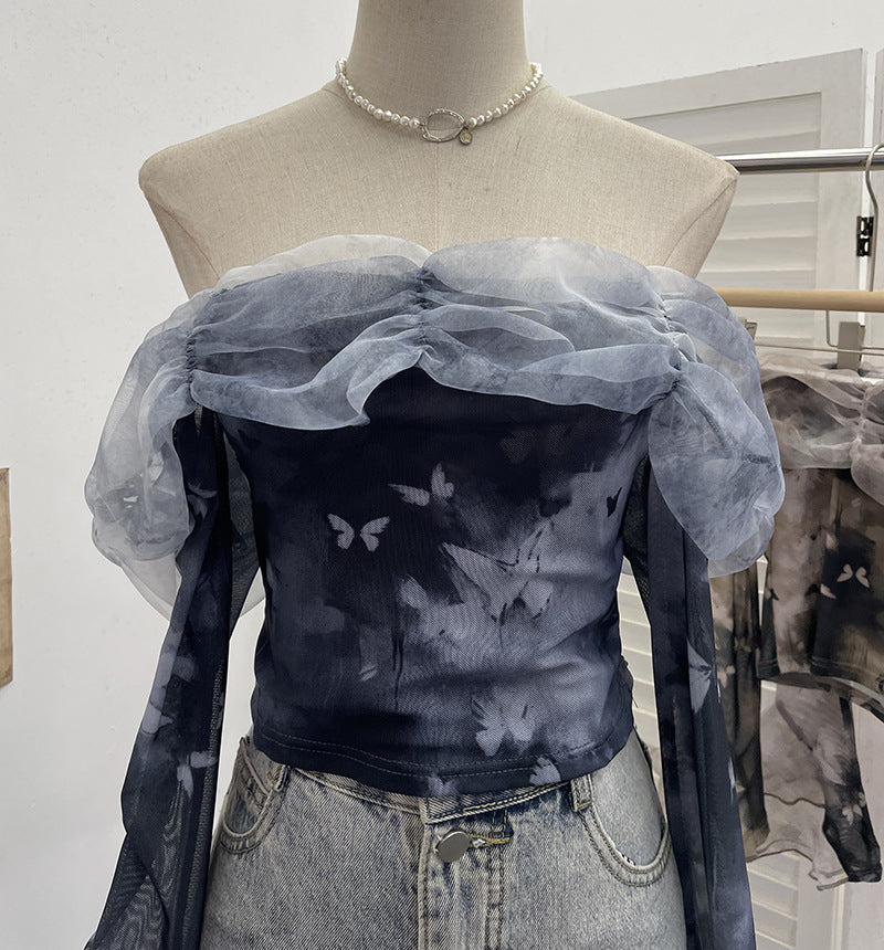 Camiseta off-shoulder muselina