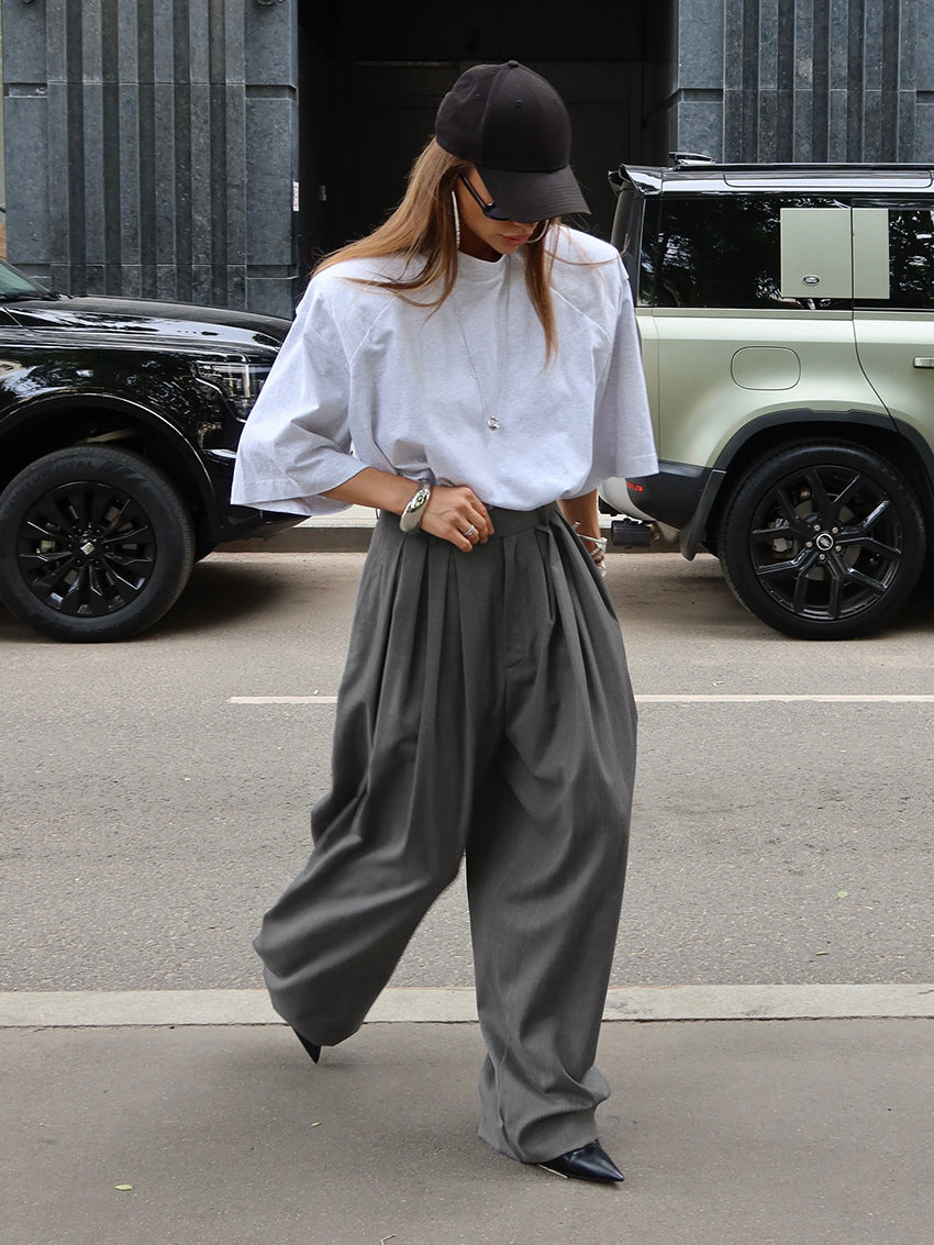 Pantalón traje wide-leg plisado