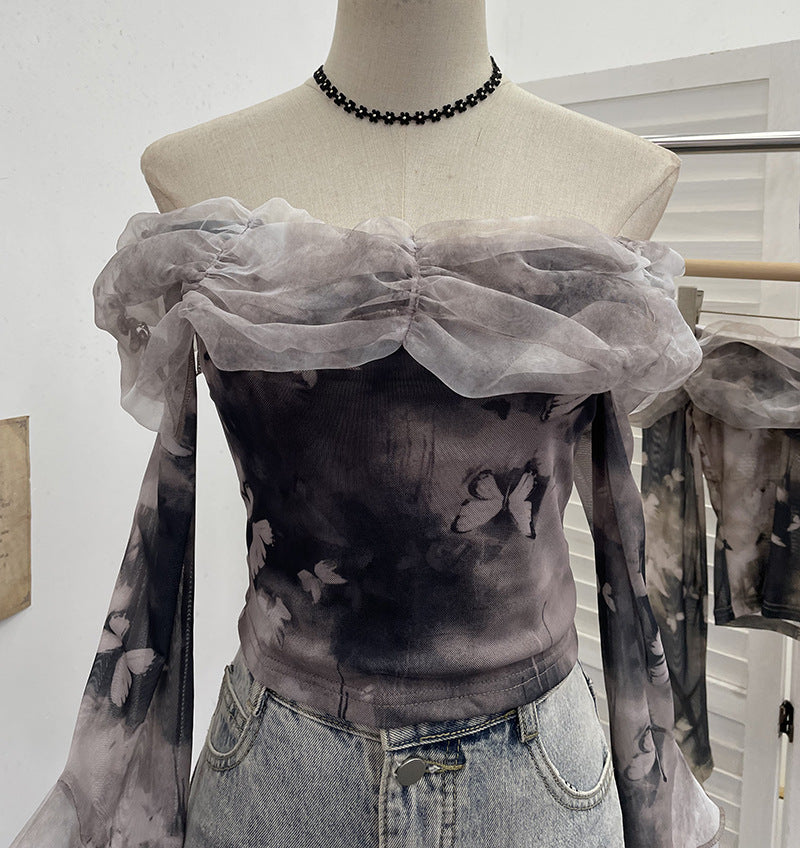 Camiseta off-shoulder muselina