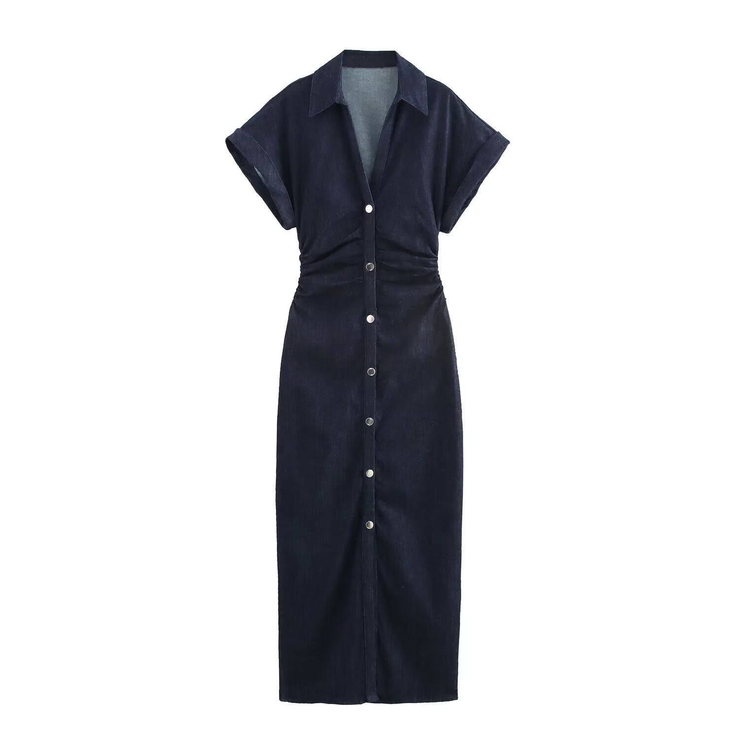 Vestido fruncido denim