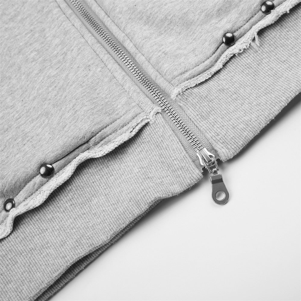 SUDADERA GRÁFICA TACHAS CREMALLERA