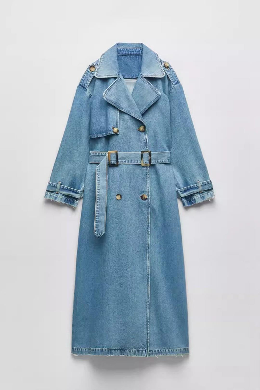 Gabardina denim cruzada