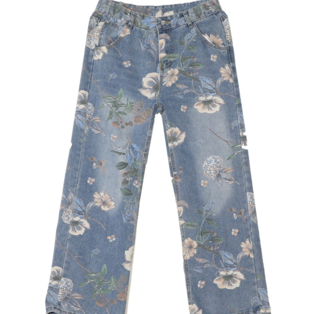 Jeans mid-waist floral
