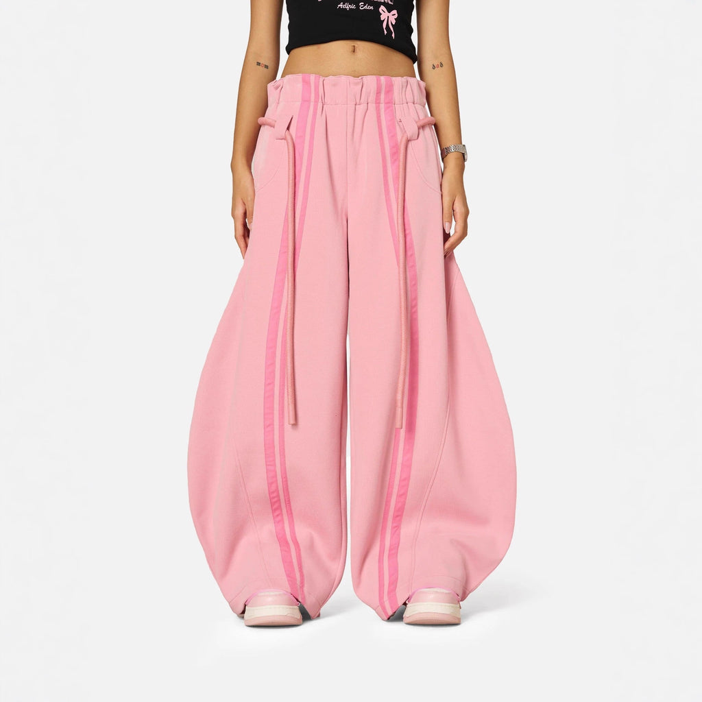 PANTALÓN BARREL COMBINADO RAYAS