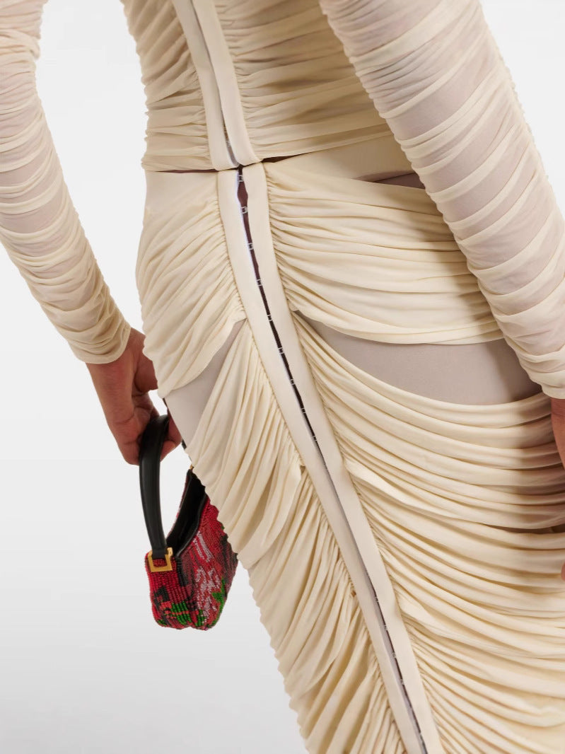 Vestido midi frunces