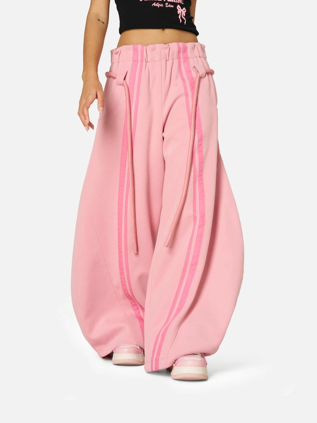 PANTALÓN BARREL COMBINADO RAYAS