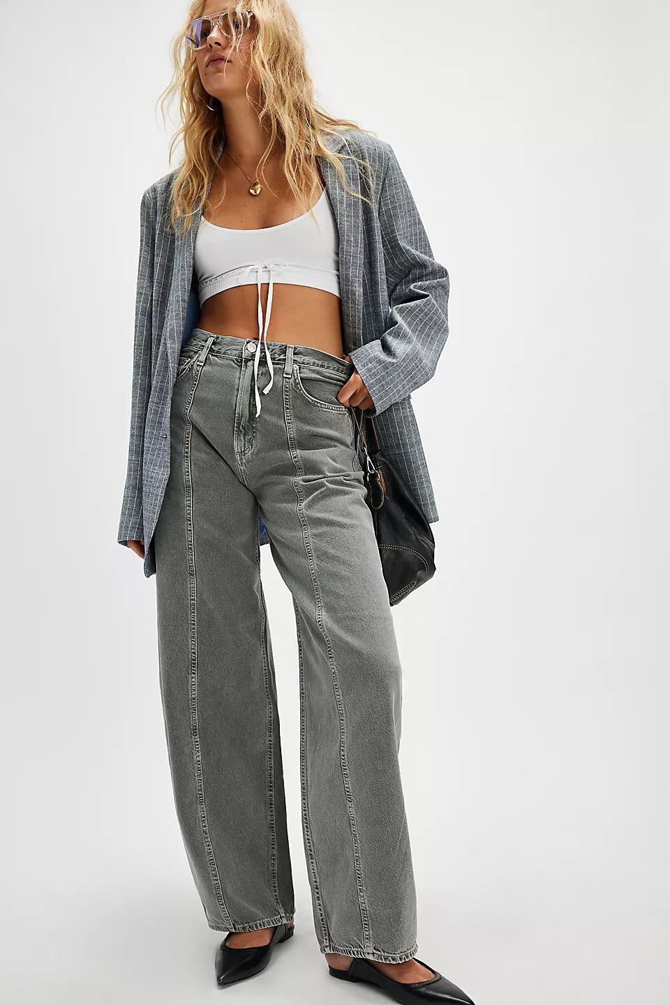 Jeans wide leg mezclilla