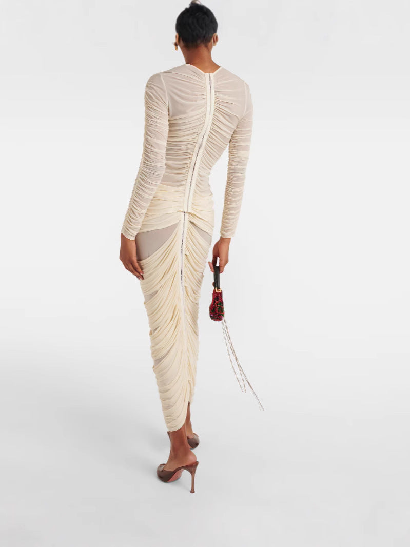 Vestido midi frunces