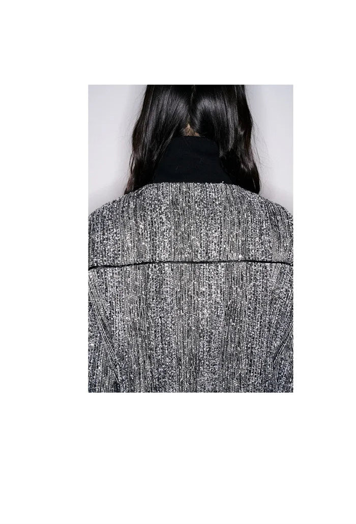 CAZADORA PATCHWORK TEXTURA LENTEJUELAS