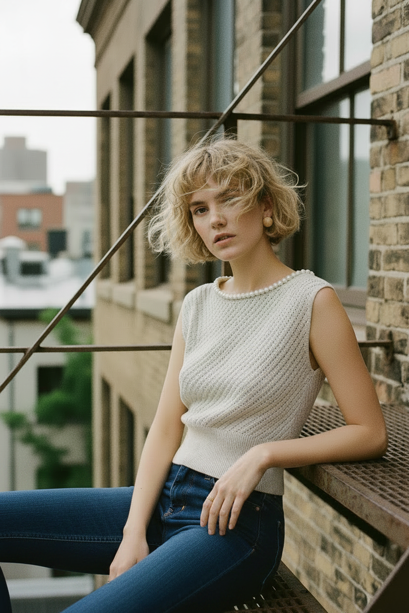 Top punto jacquard