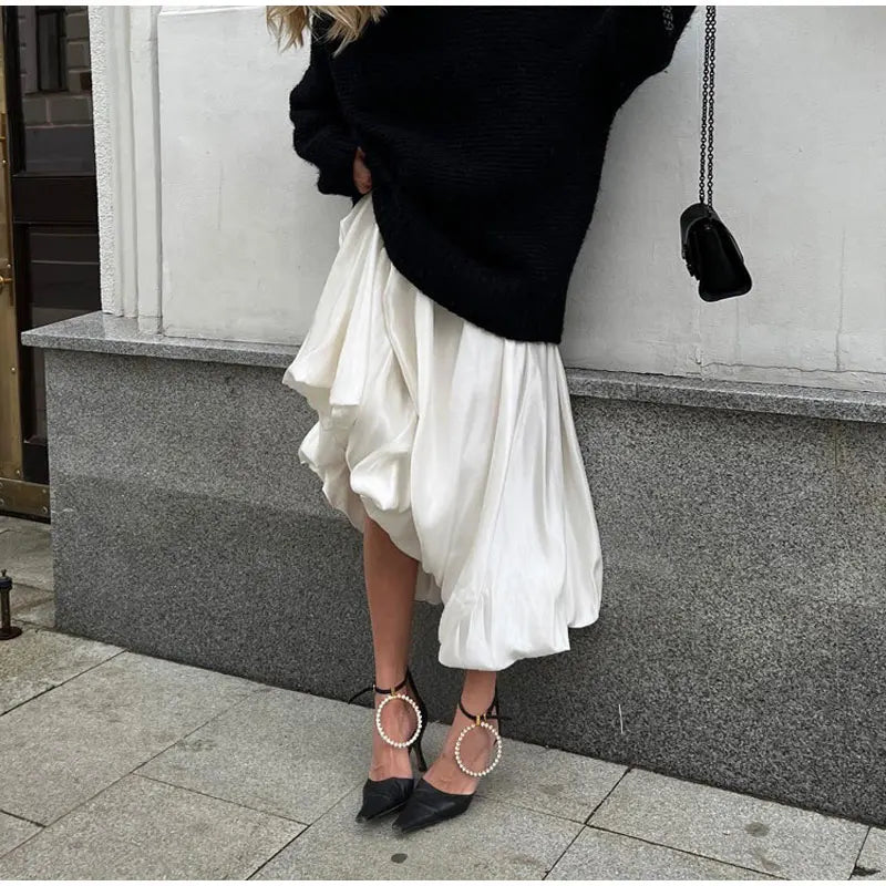 Falda maxi abullonada