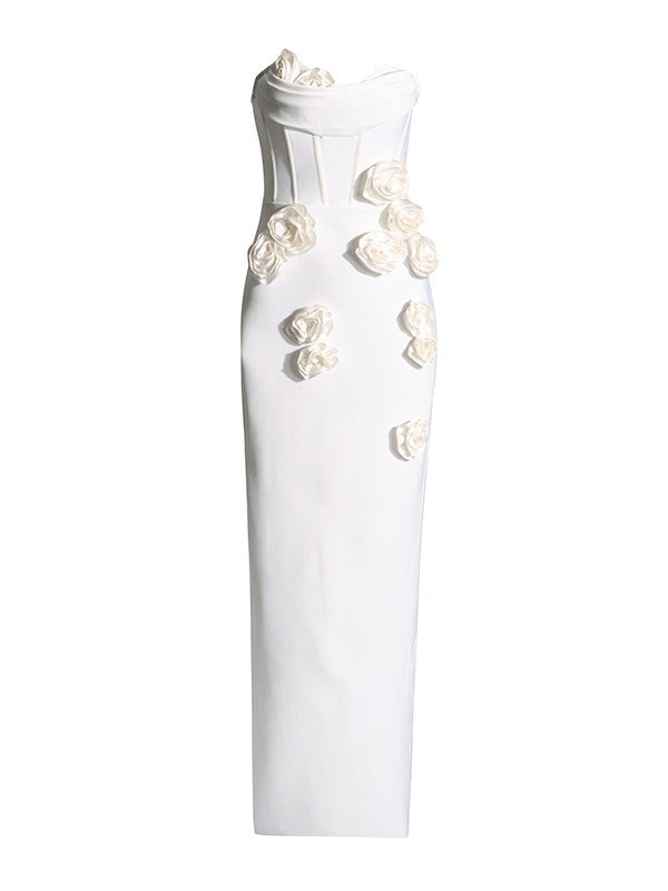 Vestido rosas abertura