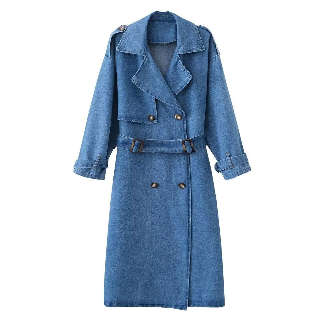 Gabardina denim cruzada