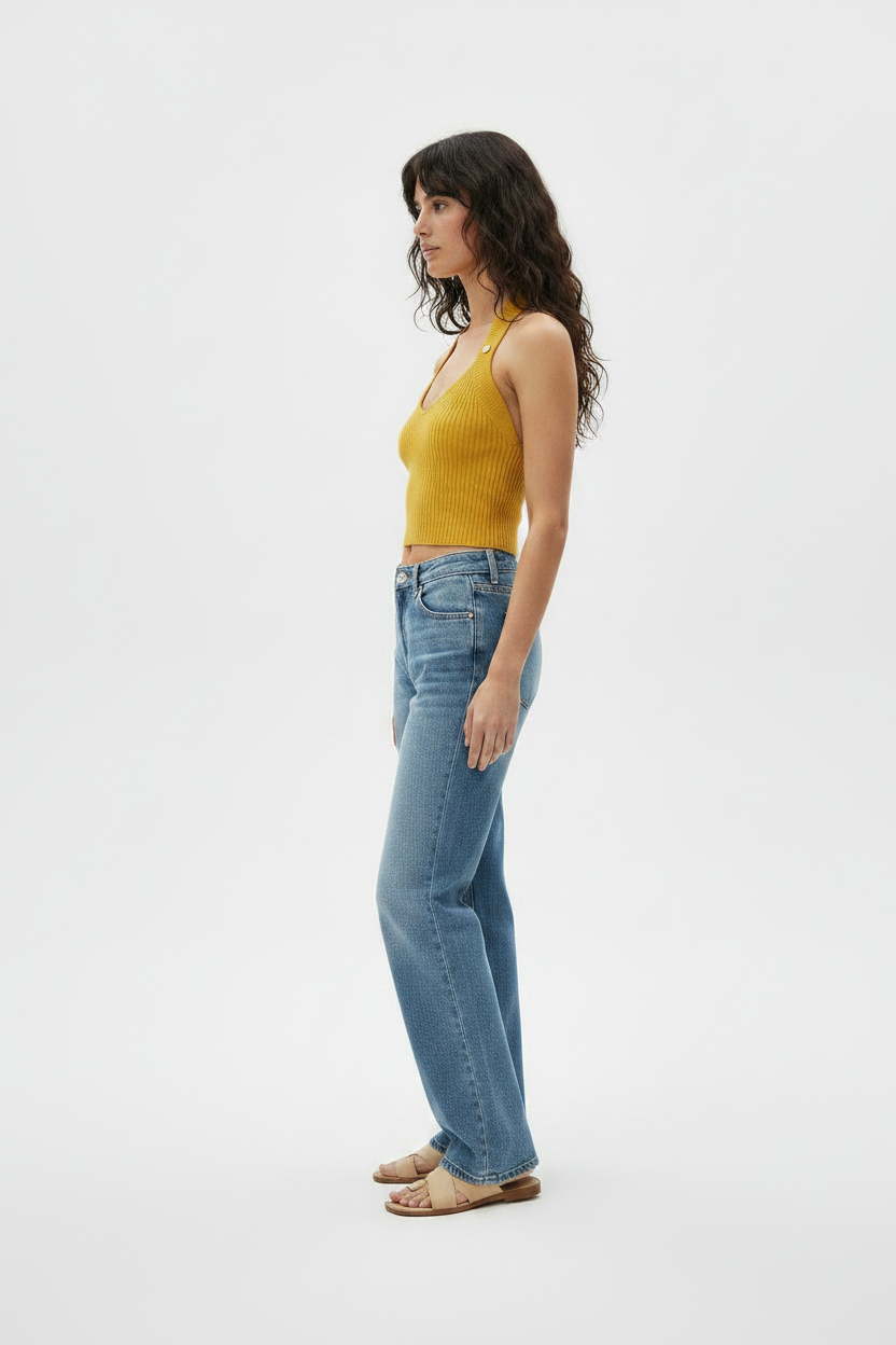 Top punto-canalé halter