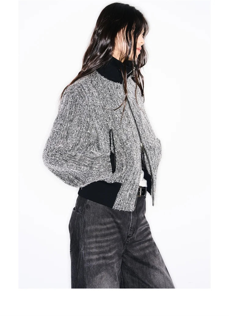 CAZADORA PATCHWORK TEXTURA LENTEJUELAS