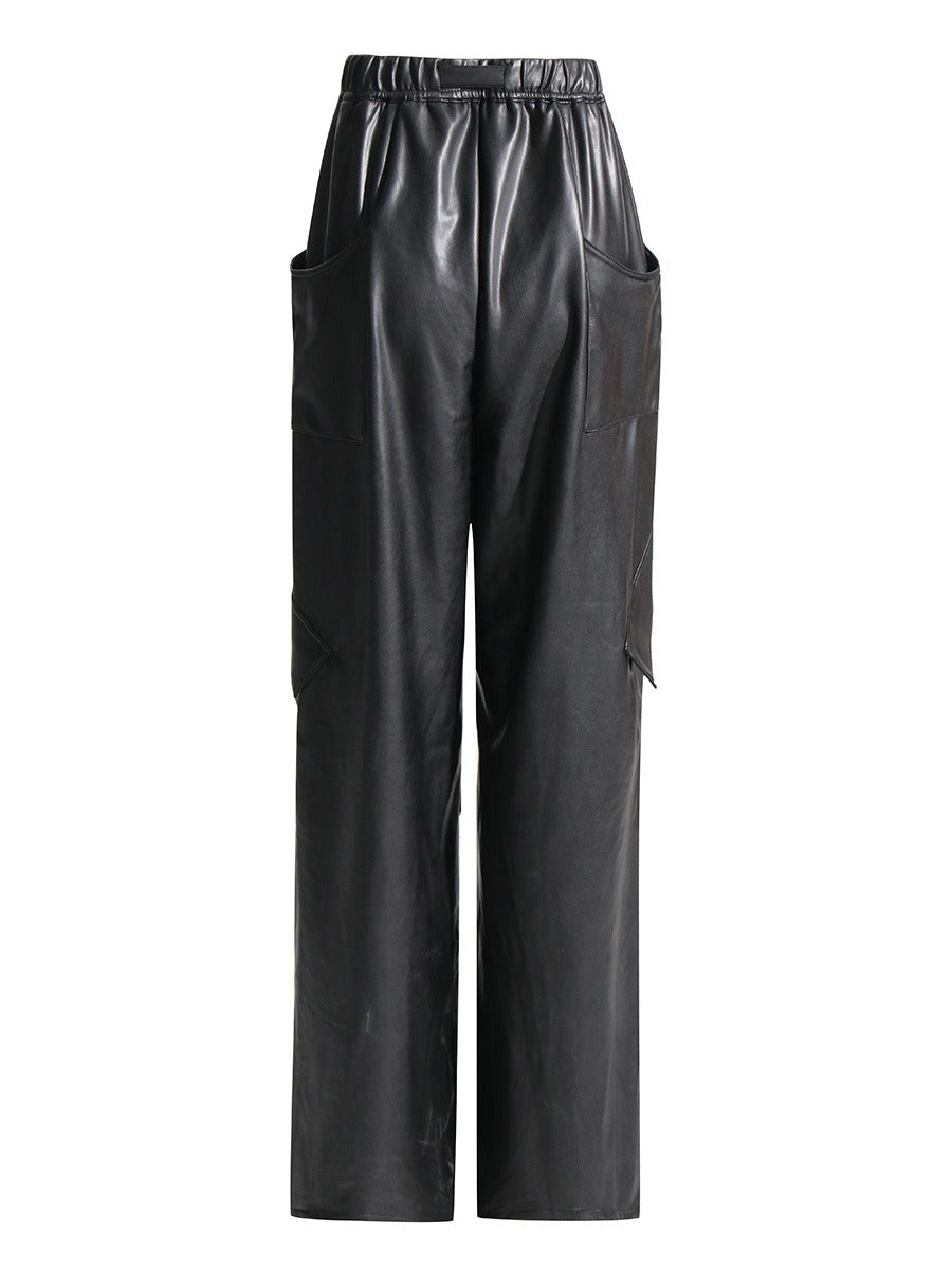 Pantalón PU patchwork