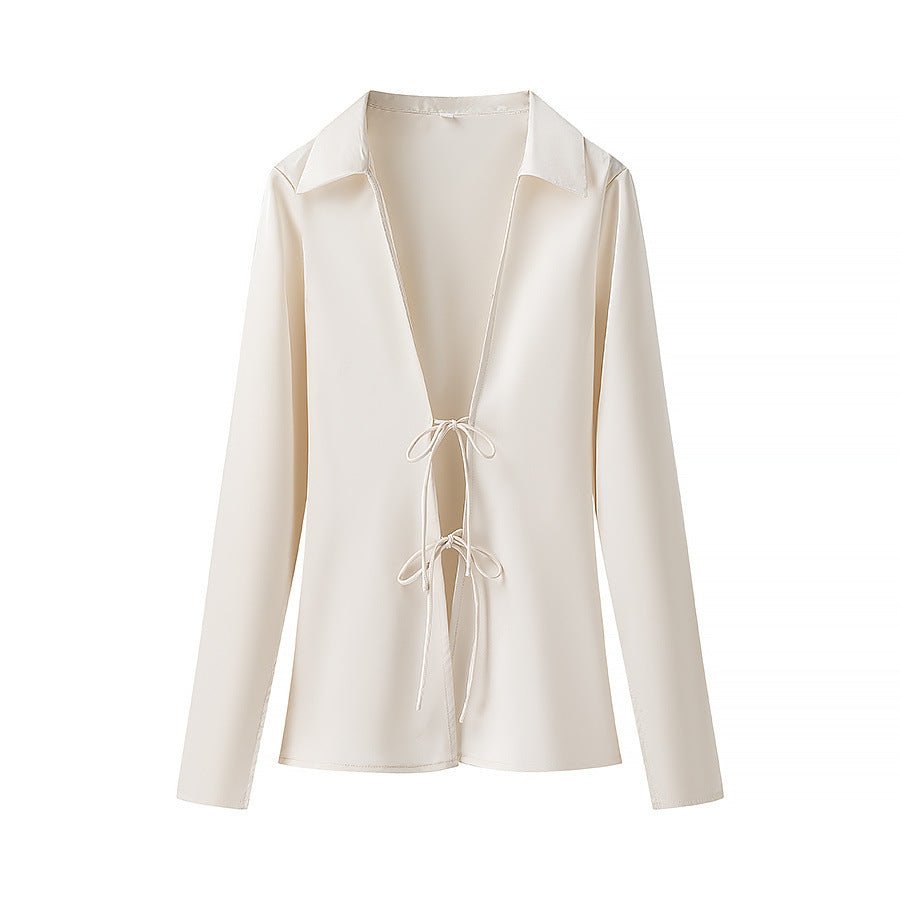 Camisa cordones satinada