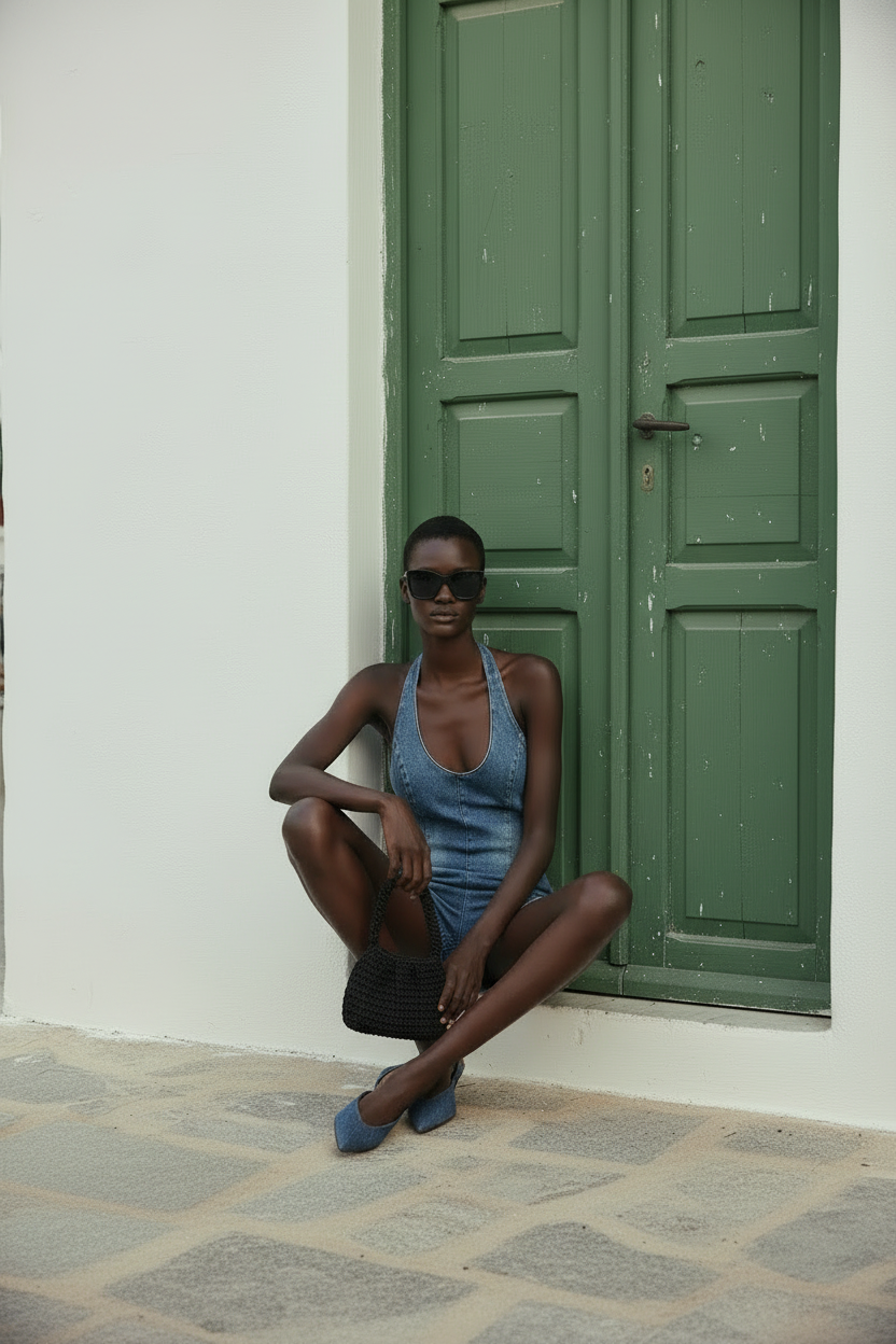 Mono denim halter