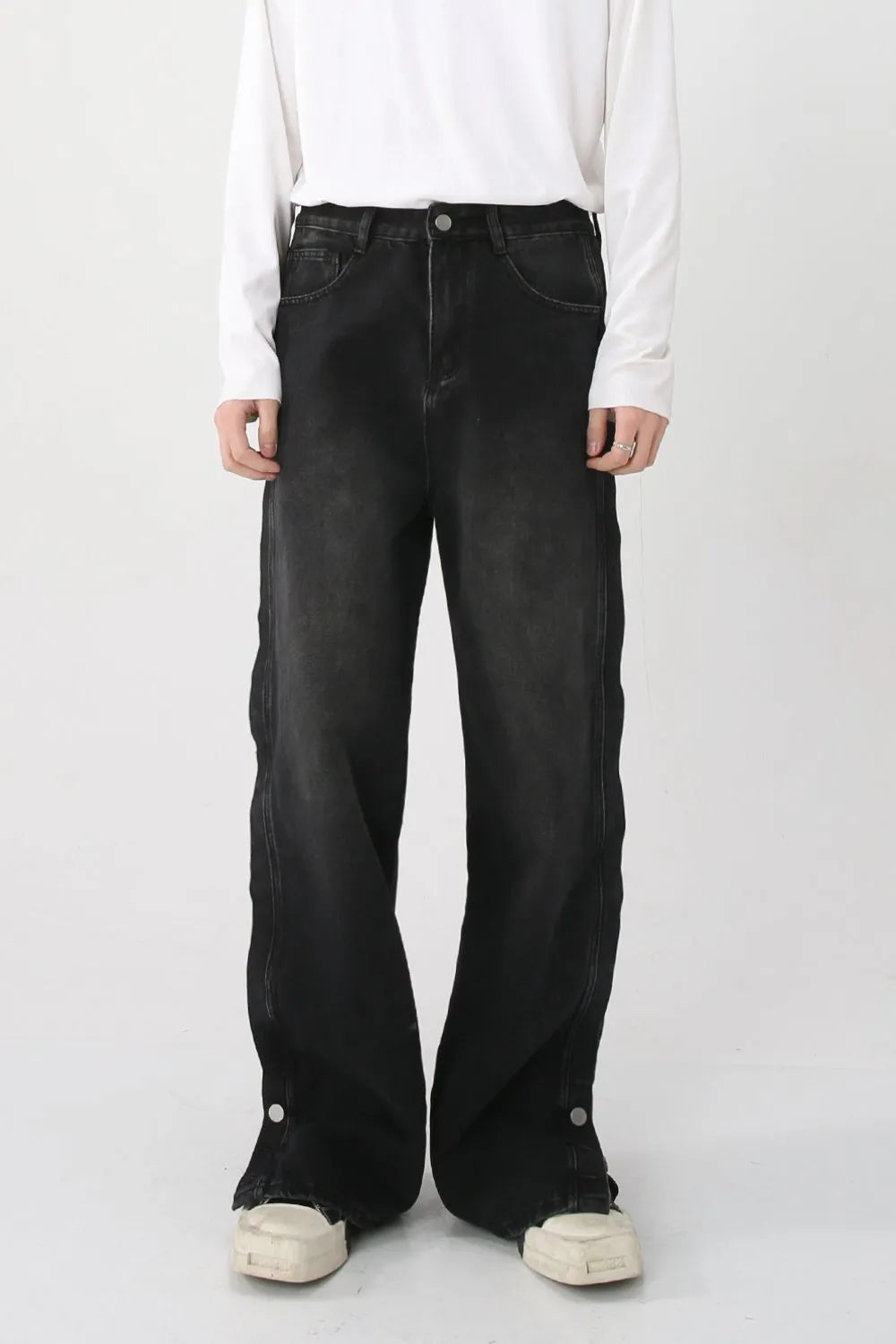 Jeans baggy botón
