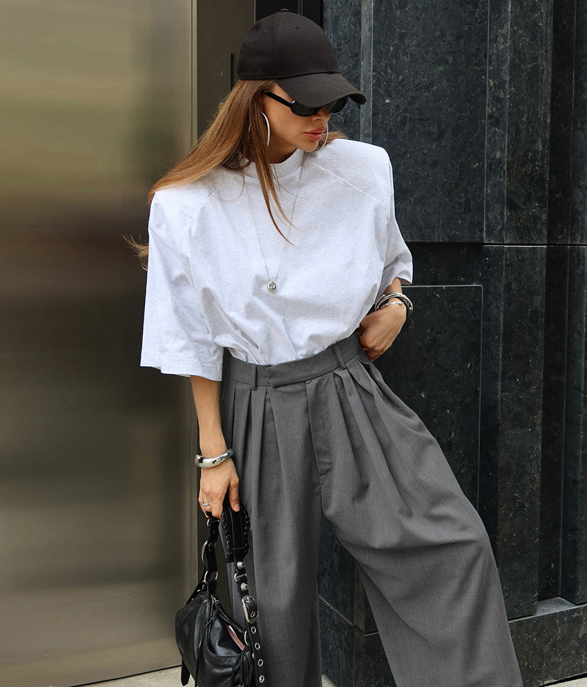 Pantalón traje wide-leg plisado