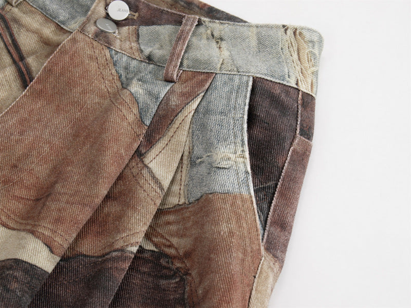 Pantalón trompe l'oeil patchwork