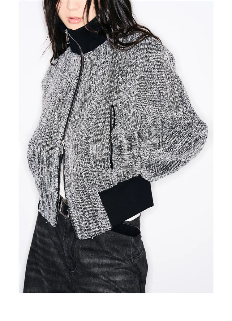 CAZADORA PATCHWORK TEXTURA LENTEJUELAS