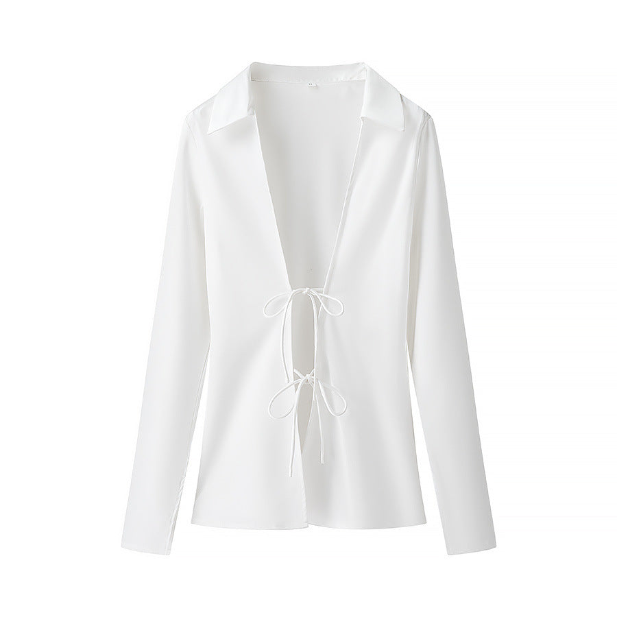 Camisa cordones satinada