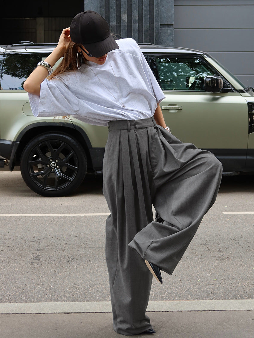 Pantalón traje wide-leg plisado