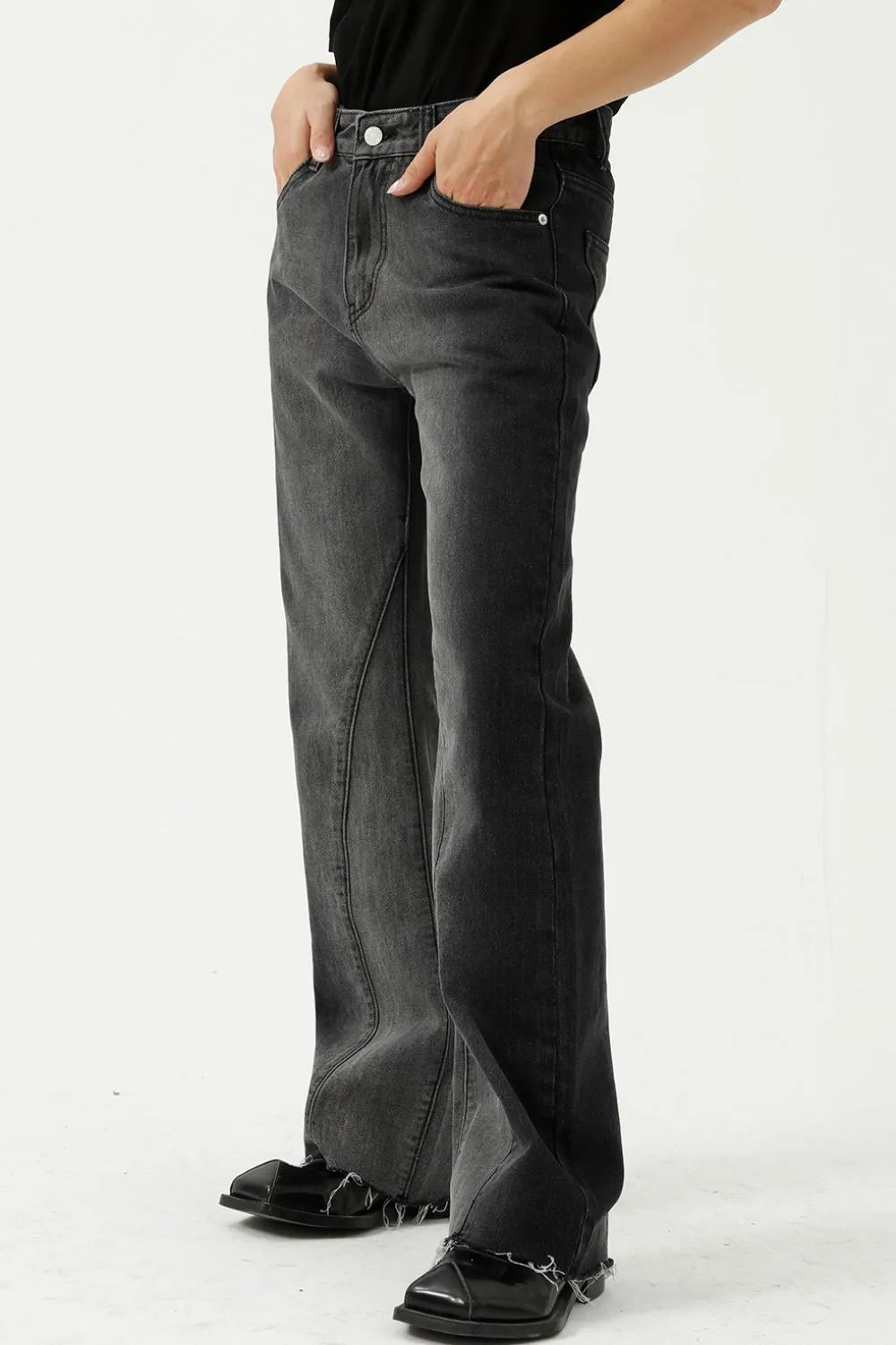 Jeans bajo deshilachado