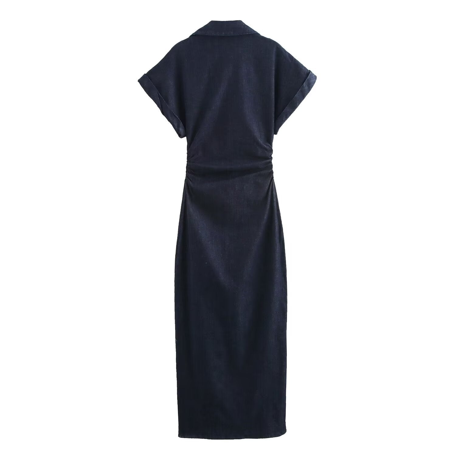 Vestido fruncido denim
