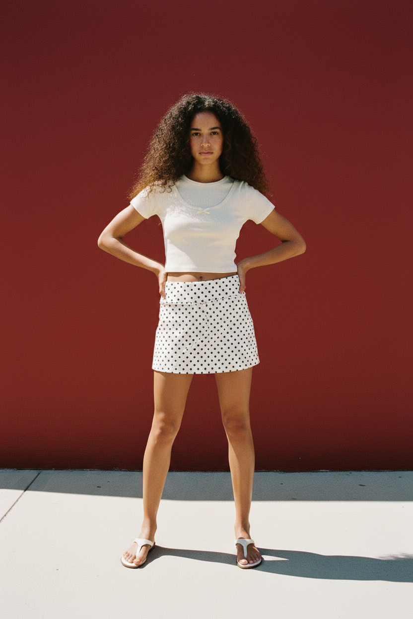 Minifalda lunares evasé