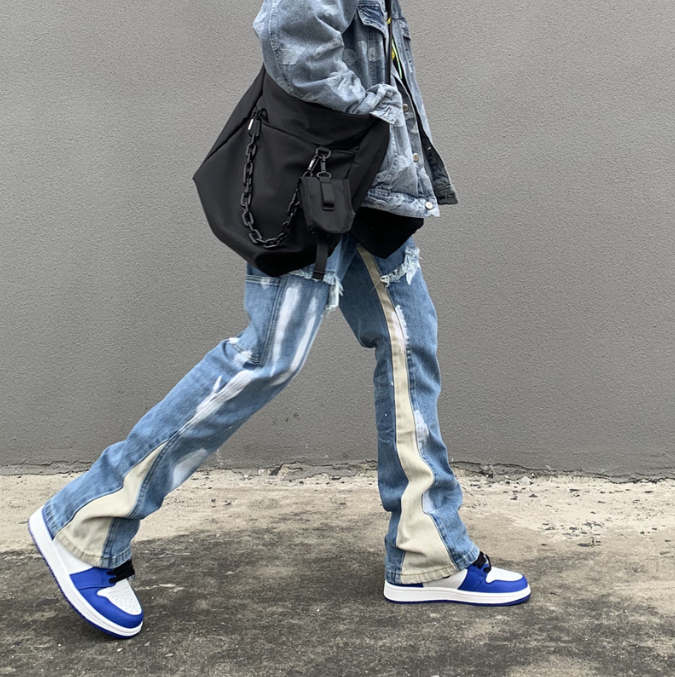 Jeans rectos patchwork