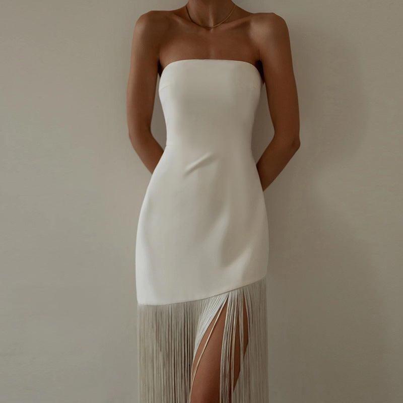 Vestido midi flecos